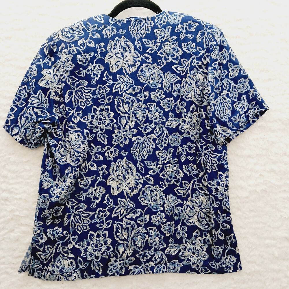 Blouse Size 8 Navy Pendleton Bloomcore Coquette O… - image 2